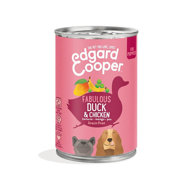 Edgard & Cooper Puppy Dog Anatra e Pollo con Banana Zucca Piselli lattina 400g