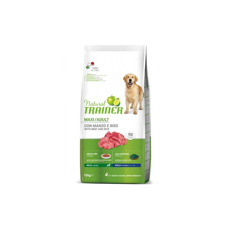 Natural Trainer - Cane Adult Maxi con Manzo e Riso da 12 kg