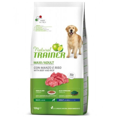 Natural Trainer - Cane Adult Maxi con Manzo e Riso da 12 kg