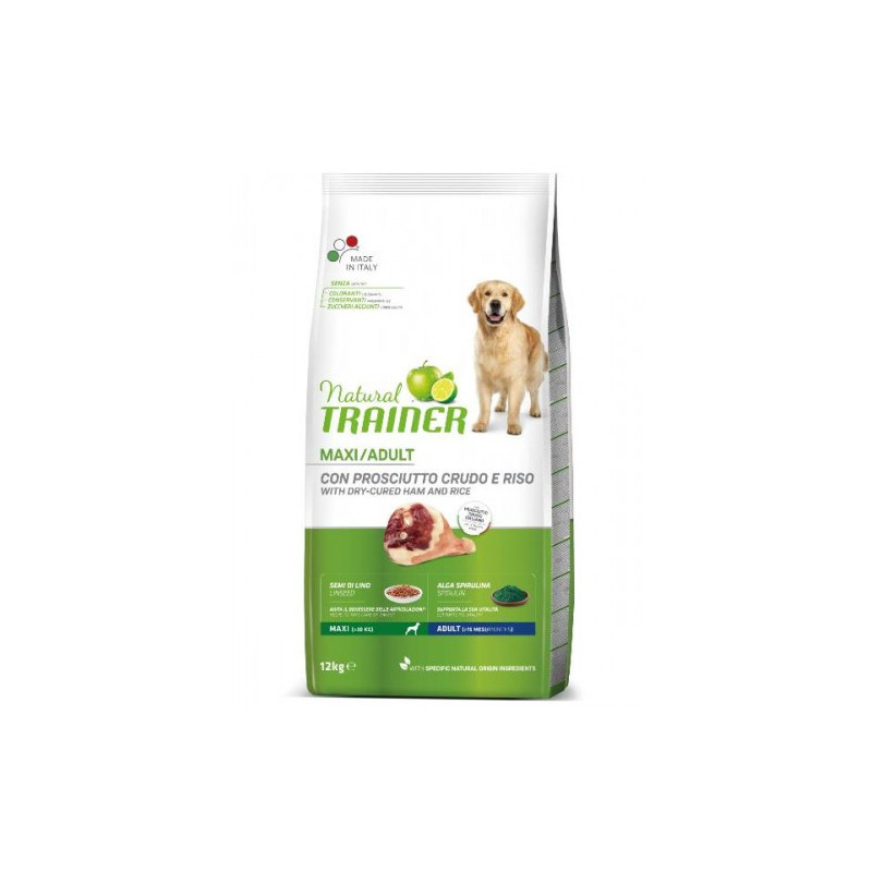 Natural Trainer - Cane Adult Maxi con Prosciutto Crudo e Riso da 12 kg