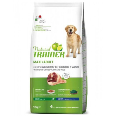 Natural Trainer - Cane Adult Maxi con Prosciutto Crudo e Riso da 12 kg