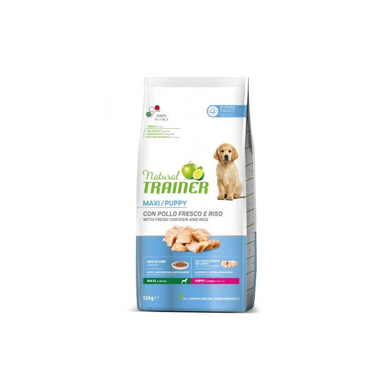 Natural Trainer - Puppy Maxi con Pollo Fresco e Riso da 12 Kg