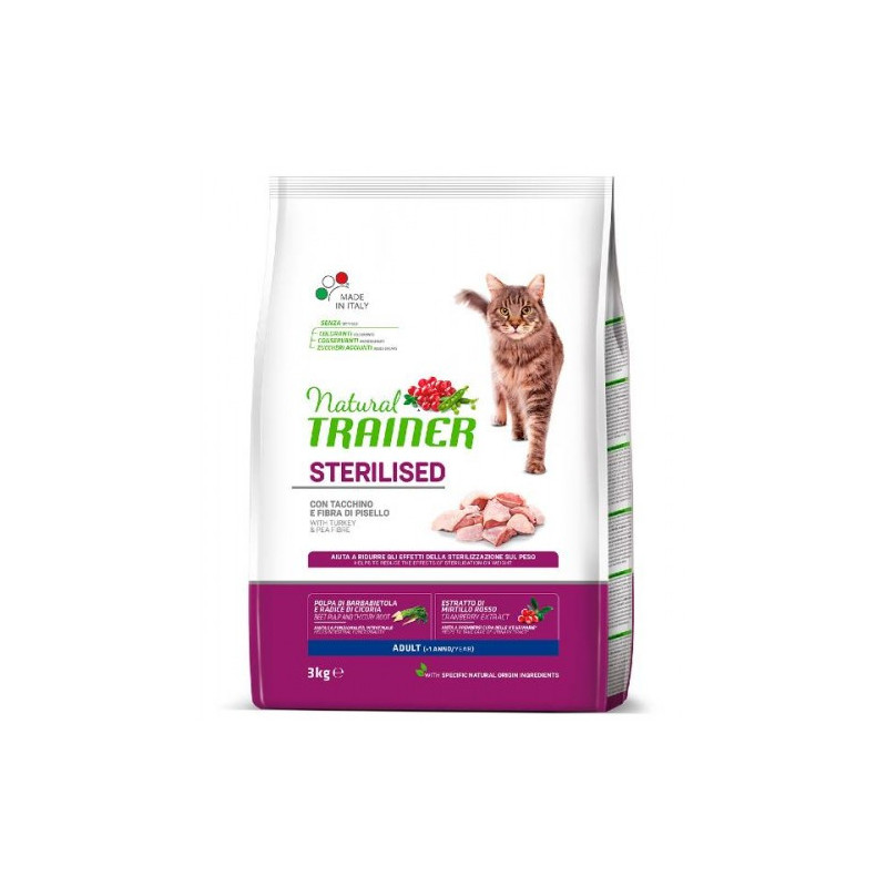 Natural Trainer - Sterilised Adult con Carni Bianche Tacchino da 3 Kg