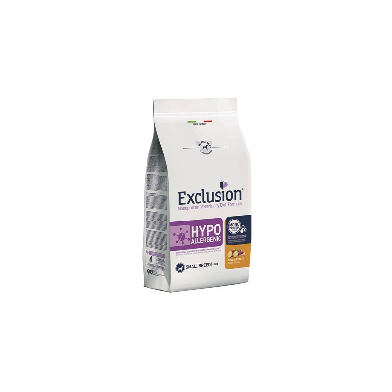 Exclusion Hypoallergenic Crocchette Anatra e Patate per Cani Adulti Taglia Piccola 2kg