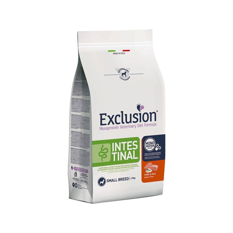 Exclusion Diet Intestinal Crocchette Maiale e Riso per Cane Adulto Taglia Piccola 800g