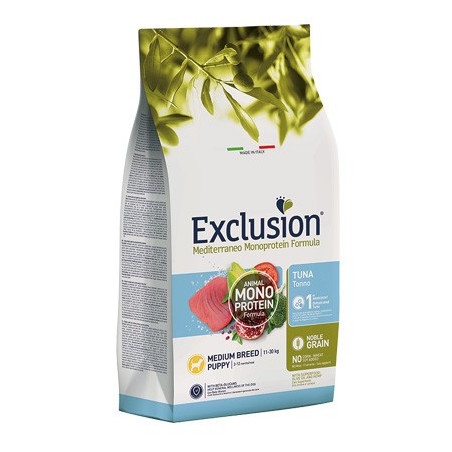 Exclusion Puppy Mediterraneo Crocchette Tonno per Cuccioli Tg. Media 3kg