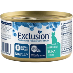 Exclusion Mediterraneo Monoprotein Noble Grain Cibo Umido Tonno Per Gatti Sterilizzati 85g