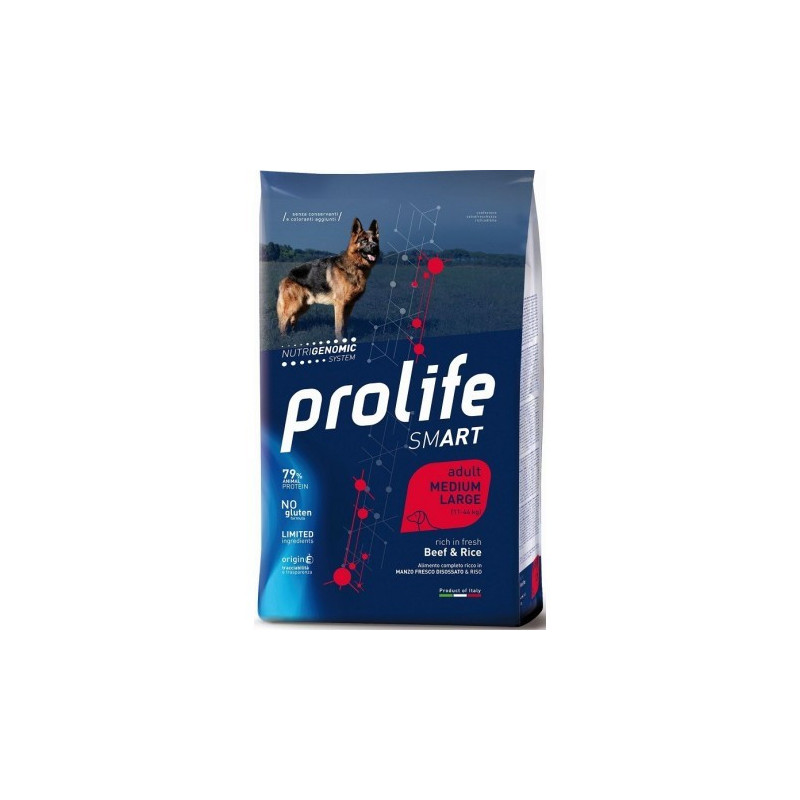 Prolife Dog Smart Adult Medium/Large con Manzo e Riso per Cani da 12 kg