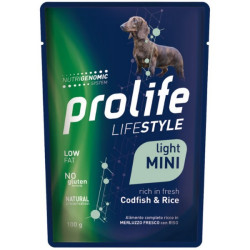 Prolife Dog Lifestyle Adult Light Mini Merluzzo e Riso - Confezione da 100 Gr