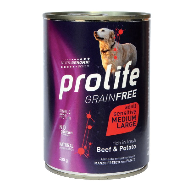 Prolife Grain Free Adult Sensitive Manzo e Patate Medium/Large 800gr