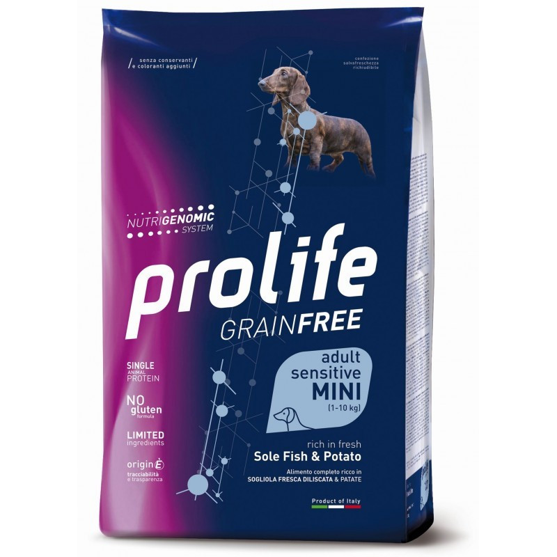 Prolife Cane Grain Free Adult Sensitive Sogliola e Patate - Mini 7kg