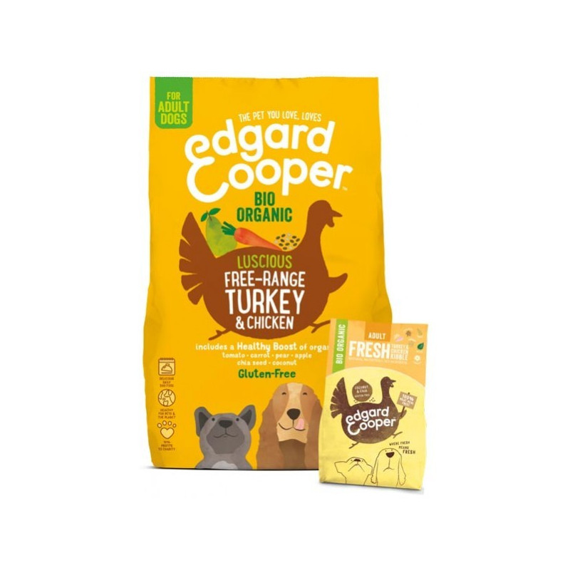 Edgard & Cooper Adult Carne Fresca Di Tacchino E Pollo Biologici Senza Glutine 7 Kg