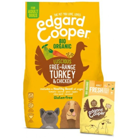 Edgard & Cooper Adult Carne Fresca Di Tacchino E Pollo Biologici Senza Glutine 7 Kg